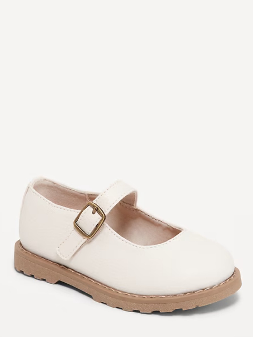 Old Navy Cream Mary-Jane Toddler Shoes with Tan Outsole